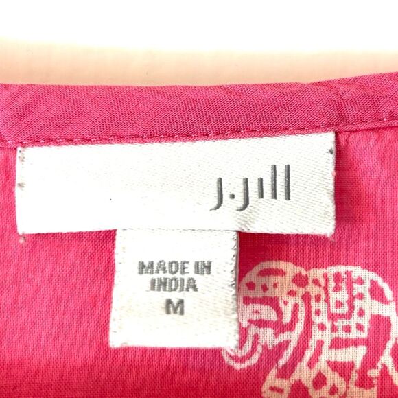 J.Jill lightweight pink & white elephant fish camel fun print notch neck tunic - Picture 10 of 11